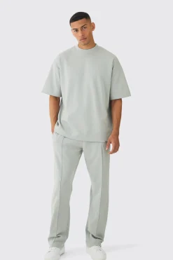 Oversized Interlock T-shirt And Jogger Set | BoohooMAN UK