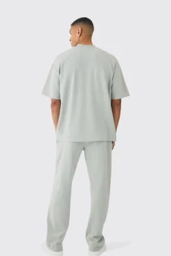 Oversized Interlock T-shirt And Jogger Set | BoohooMAN UK