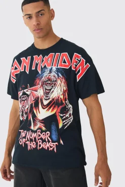 Oversized Iron Maiden Large Scale License Print T-Shirt | BoohooMAN UK