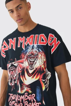 Oversized Iron Maiden Large Scale License Print T-Shirt | BoohooMAN UK