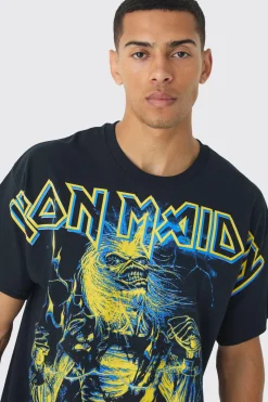 Oversized Iron Maiden Large Scale License Print T-Shirt | BoohooMAN UK