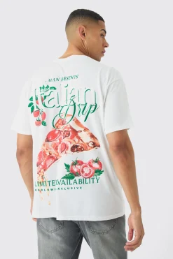 Oversized Italian Drip Back Print T-Shirt | BoohooMAN UK