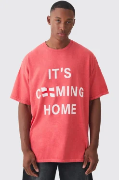 Oversized It's Coming Home England Washed T-shirt | BoohooMAN UK