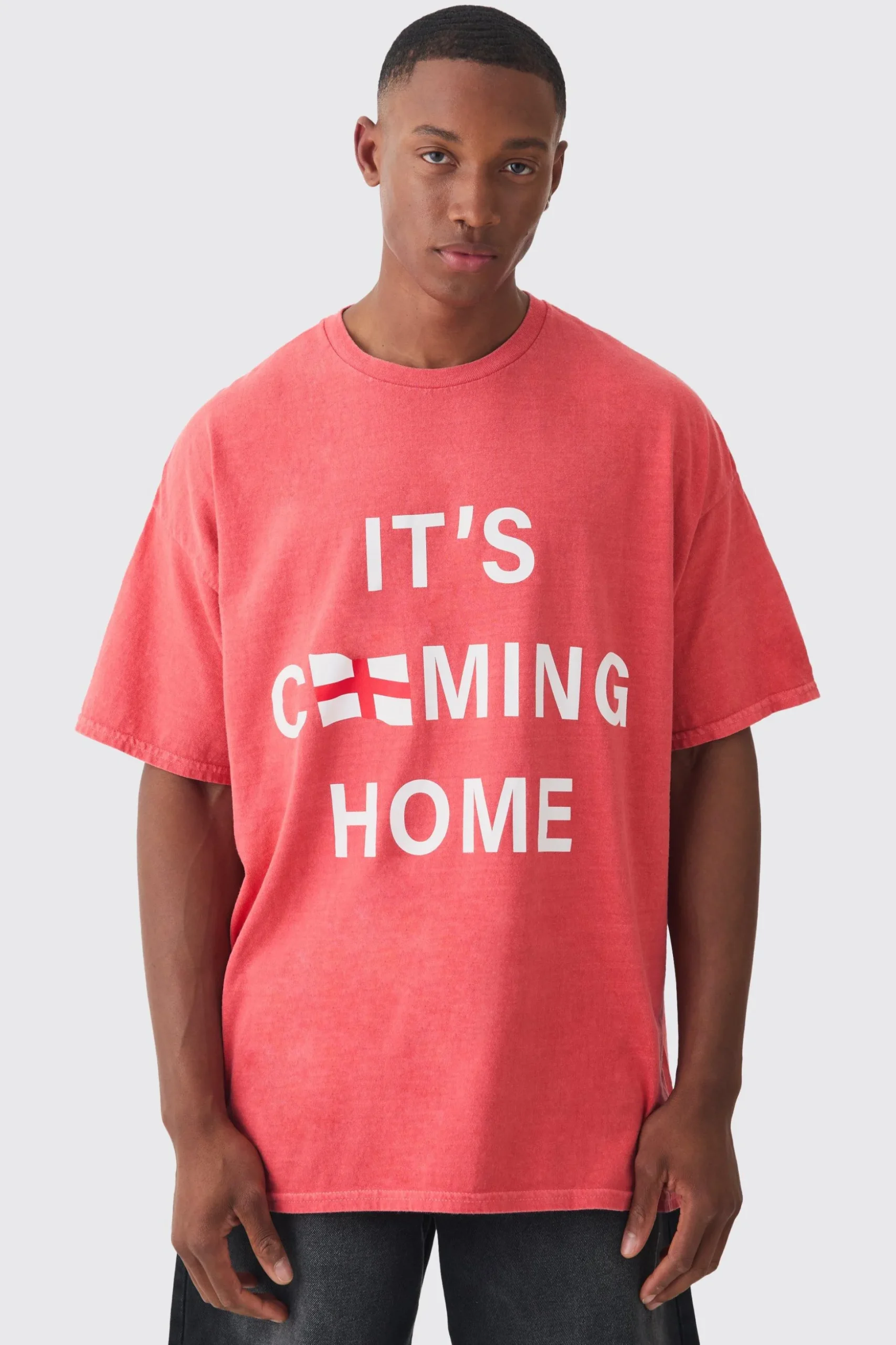 Oversized It's Coming Home England Washed T-shirt | BoohooMAN UK
