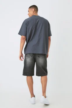 Oversized Jacquard Raised Striped Extended Neck T-shirt | BoohooMAN UK