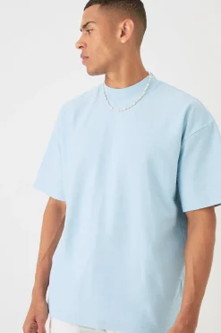 Oversized Jacquard Raised Striped Extended Neck T-shirt | BoohooMAN UK