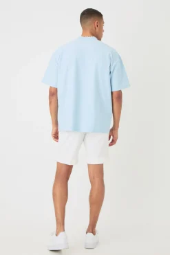 Oversized Jacquard Raised Striped Extended Neck T-shirt | BoohooMAN UK