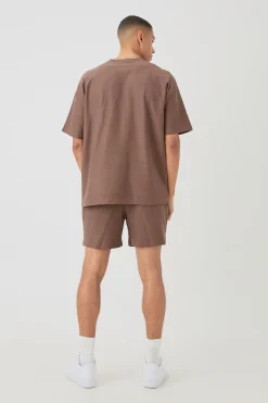 Oversized Jacquard Stripe T-shirt & Short Set | BoohooMAN UK