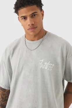 Oversized J'adore Paris Print T-shirt | BoohooMAN UK