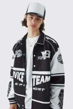 Oversized Jersey Harrington Varsity Jacket | BoohooMAN UK