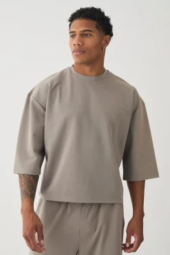 Oversized Jersey Twill Extra Boxy Half Sleeve T-shirt | BoohooMAN UK