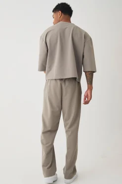 Oversized Jersey Twill Extra Boxy Half Sleeve T-shirt | BoohooMAN UK