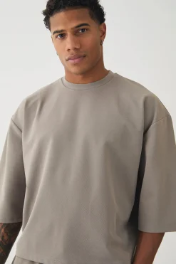 Oversized Jersey Twill Extra Boxy Half Sleeve T-shirt | BoohooMAN UK