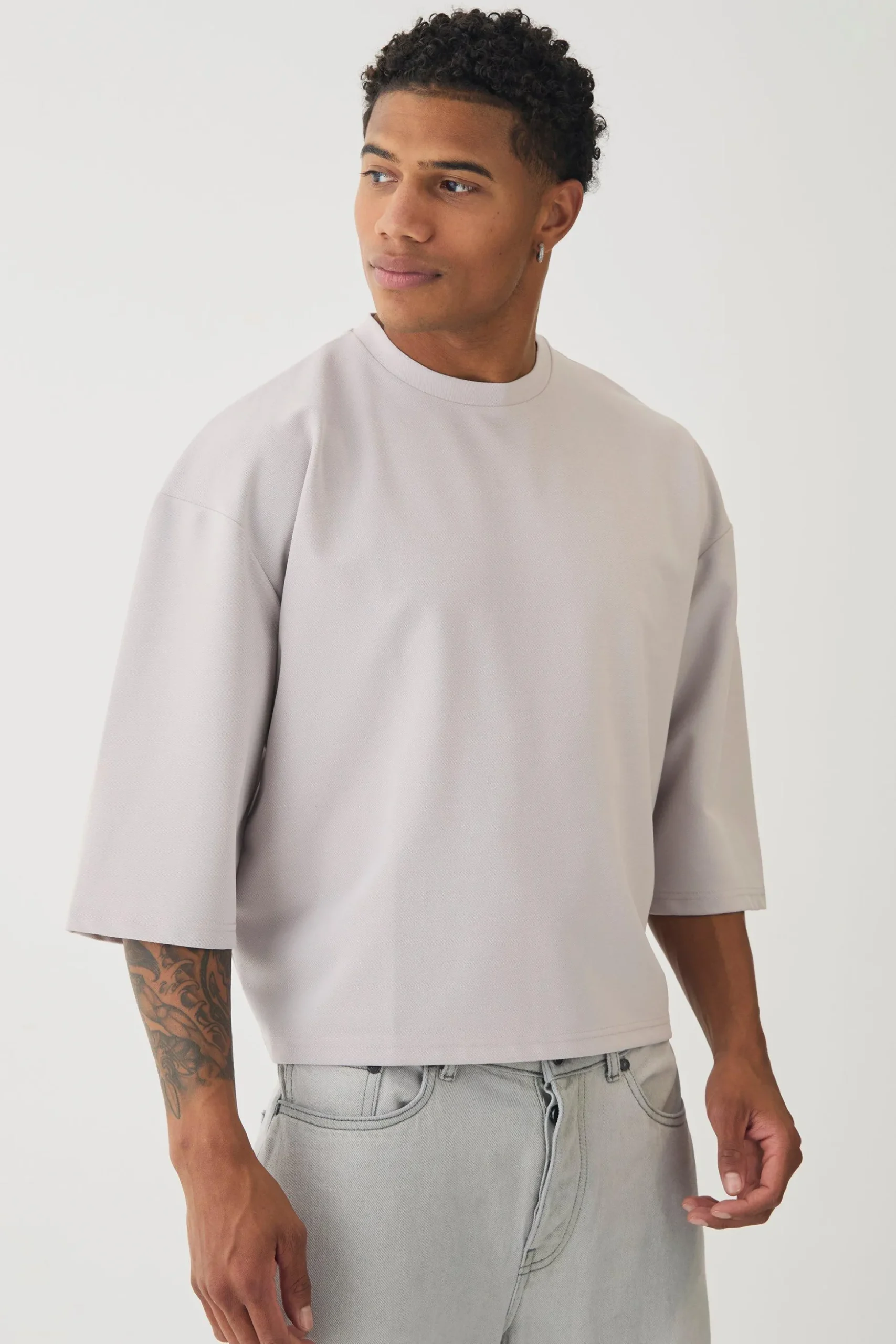 Oversized Jersey Twill Extra Boxy Half Sleeve T-shirt | BoohooMAN UK