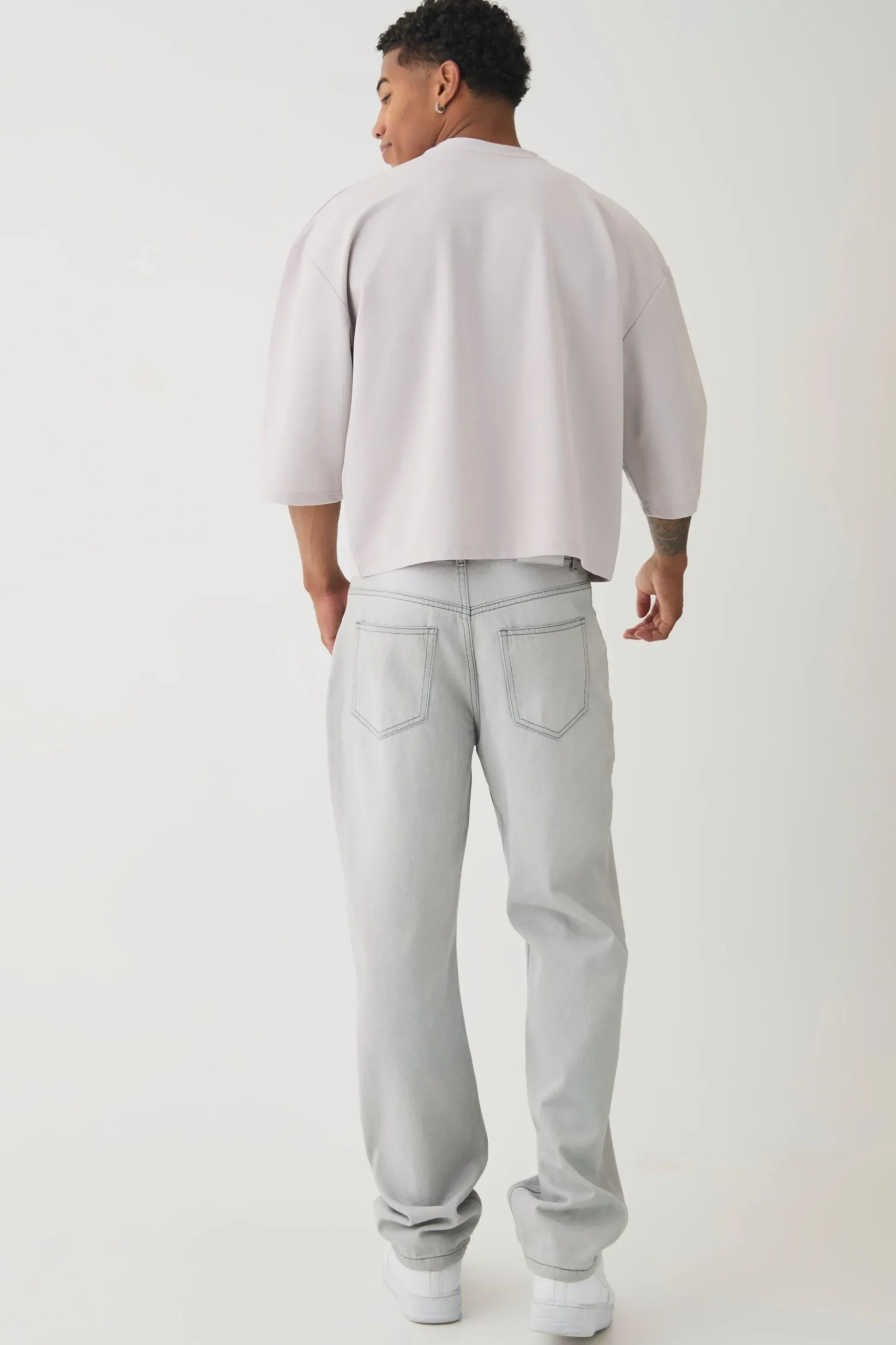 Oversized Jersey Twill Extra Boxy Half Sleeve T-shirt | BoohooMAN UK