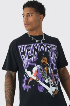 Oversized Jimi Hendrix License Print T-Shirt | BoohooMAN UK