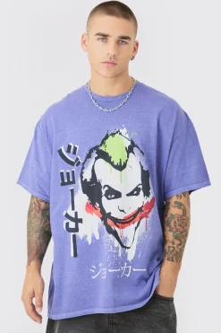 Oversized Joker Anime Wash License T-shirt | BoohooMAN UK