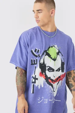 Oversized Joker Anime Wash License T-shirt | BoohooMAN UK