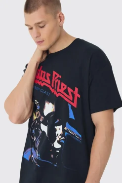 Oversized Judas Priest License Print T-Shirt | BoohooMAN UK