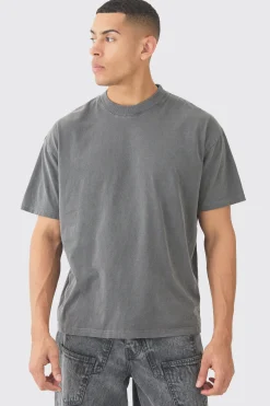 Oversized Justice Print Washed T-shirt | BoohooMAN UK