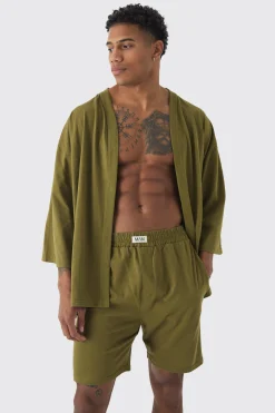 Oversized Kimono & Short Set | BoohooMAN UK