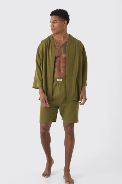 Oversized Kimono & Short Set | BoohooMAN UK