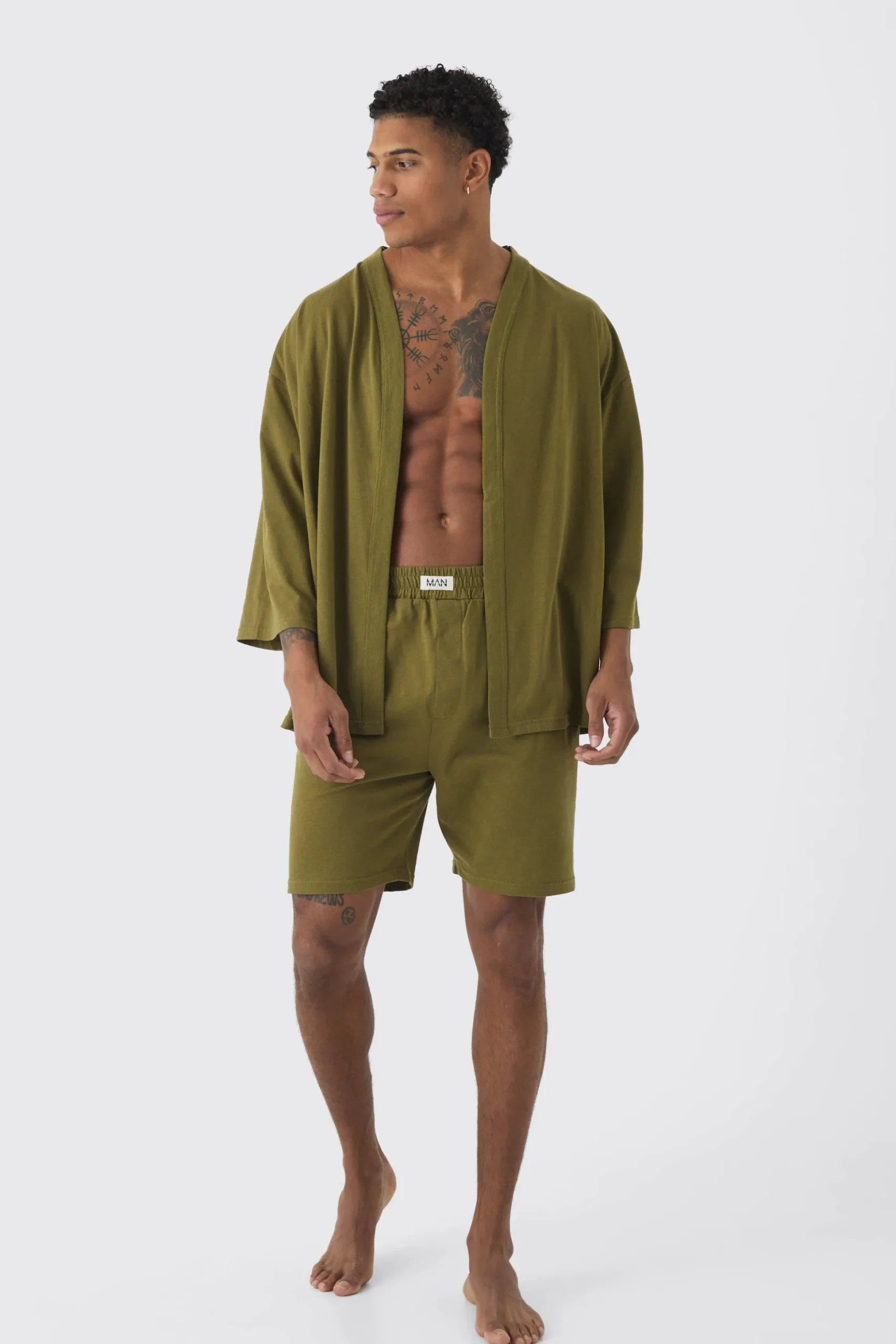 Oversized Kimono & Short Set | BoohooMAN UK