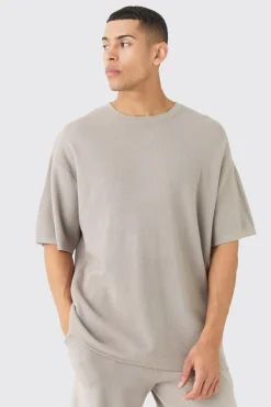 Oversized Knitted T-shirt | BoohooMAN UK