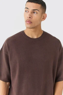Oversized Knitted T-shirt | BoohooMAN UK