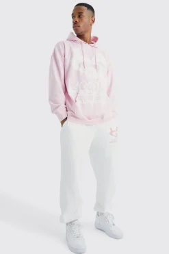 Oversized La Palm Print Hooded Tracksuit | BoohooMAN UK