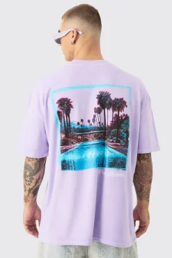 Oversized Landscape Picture Back Print T-shirt | BoohooMAN UK