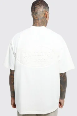 Oversized Large Homme Embossed T-shirt | BoohooMAN UK