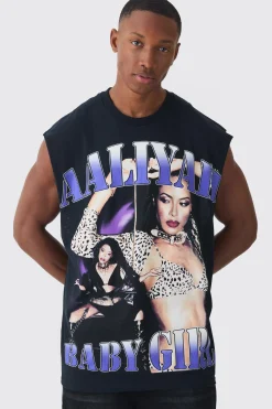 Oversized Large Scale Aaliyah License Tank | BoohooMAN UK