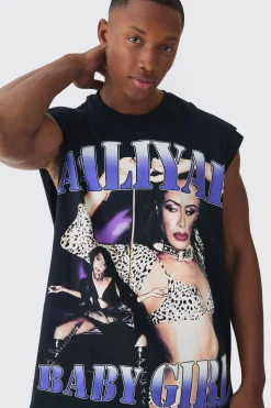 Oversized Large Scale Aaliyah License Tank | BoohooMAN UK