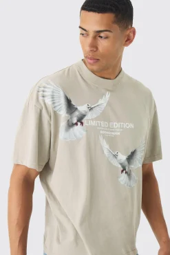 Oversized Large Scale Dove Graphic T-shirt | BoohooMAN UK