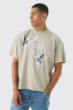 Oversized Large Scale Dove Graphic T-shirt | BoohooMAN UK
