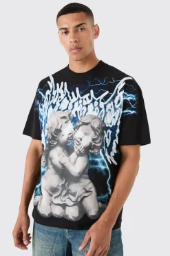 Oversized Large Scale Gothic Renaissance Graphic T-shirt | BoohooMAN UK