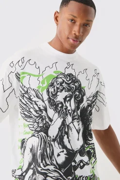 Oversized Large Scale Graffiti Renaissance Print T-shirt | BoohooMAN UK
