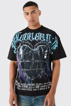 Oversized Large Scale Heart Graphic T-shirt | BoohooMAN UK