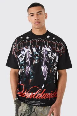 Oversized Large Scale Homme Dog Print T-shirt | BoohooMAN UK