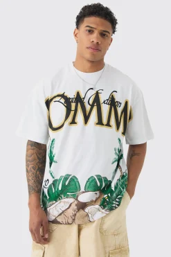 Oversized Large Scale Homme Palm Graphic T-shirt | BoohooMAN UK
