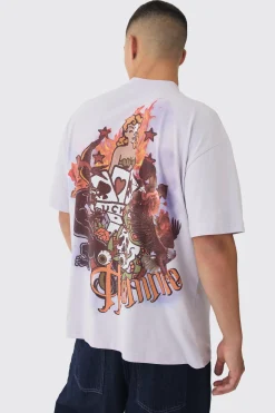 Oversized Large Scale Homme Tattoo Back Graphic T-Shirt | BoohooMAN UK