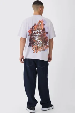 Oversized Large Scale Homme Tattoo Back Graphic T-Shirt | BoohooMAN UK