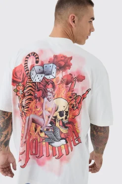 Oversized Large Scale Homme Tattoo Back Graphic T-Shirt | BoohooMAN UK