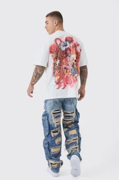 Oversized Large Scale Homme Tattoo Back Graphic T-Shirt | BoohooMAN UK