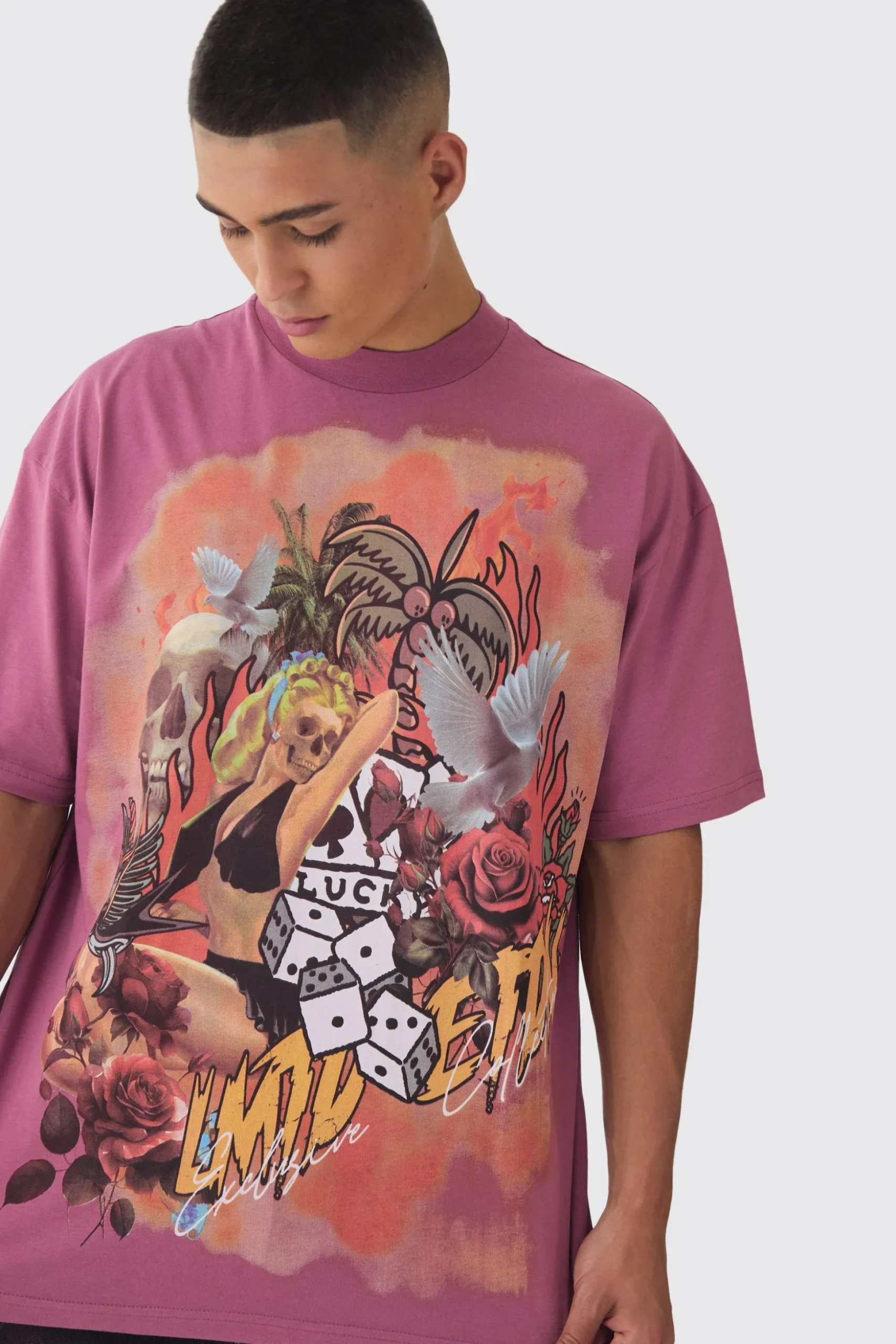 Oversized Large Scale Limited Edition Tattoo Graphic T-Shirt | BoohooMAN UK