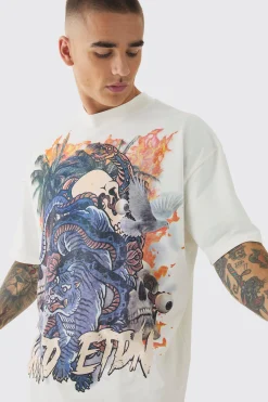 Oversized Large Scale Limited Edition Tattoo Graphic T-Shirt | BoohooMAN UK