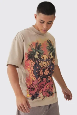 Oversized Large Scale OFCL Tattoo Graphic T-Shirt | BoohooMAN UK