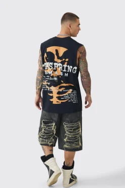 Oversized Large Scale Offspring Band License Tank | BoohooMAN UK