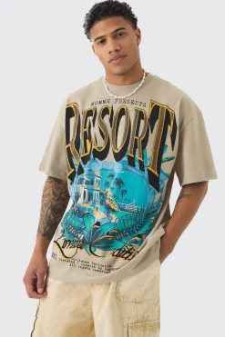 Oversized Large Scale Resort Palm Graphic T-shirt | BoohooMAN UK